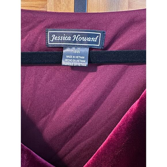 Jessica Howard Plus Velvet Mini Cocktail Party Dress Red Size 18W NEW w/tags - Picture 7 of 7